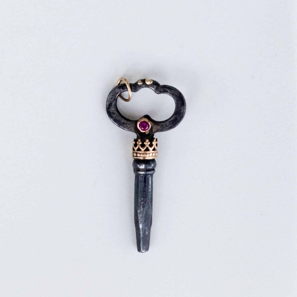 antique ruby key with crown - Joanie Schwarz